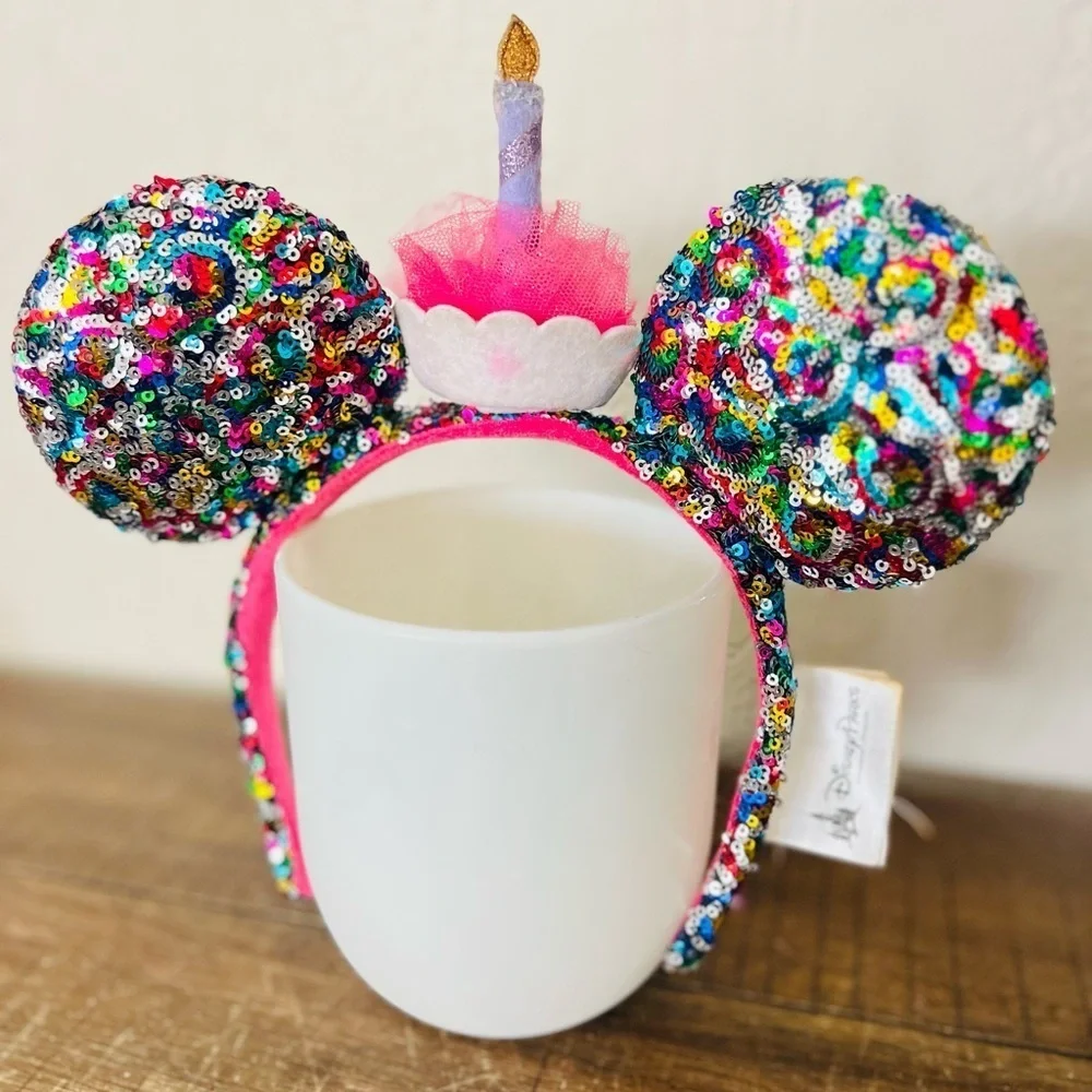 Disney Parks Minnie Mouse Happy Birthday Cake Sequin Ears Headband for children’